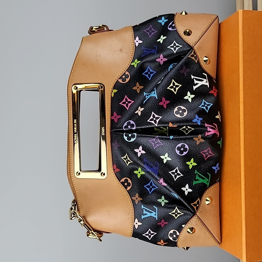 TAKASHI MURAKAMI X LOUIS VUITTON BLACK MONOGRAM MULTICOLORE JUDY MM